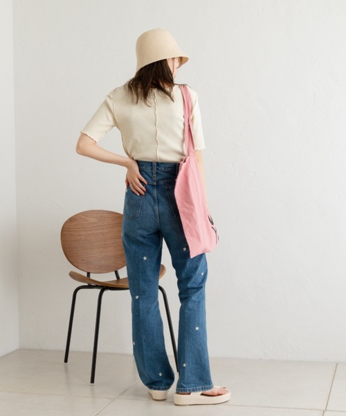 Kastane（カスタネ）の「メローリブ5分袖TEE（Tシャツ/カットソー・レディース・アイボリー/グリーン/ピンク・FREE）」の19枚目の写真