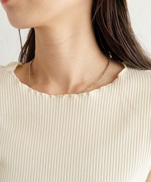 Kastane（カスタネ）の「メローリブ5分袖TEE（Tシャツ/カットソー・レディース・アイボリー/グリーン/ピンク・FREE）」の7枚目の写真