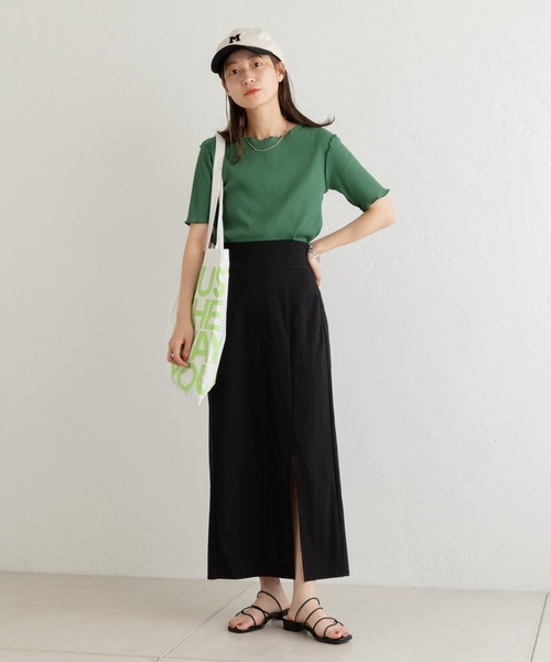 Kastane（カスタネ）の「メローリブ5分袖TEE（Tシャツ/カットソー・レディース・アイボリー/グリーン/ピンク・FREE）」の17枚目の写真