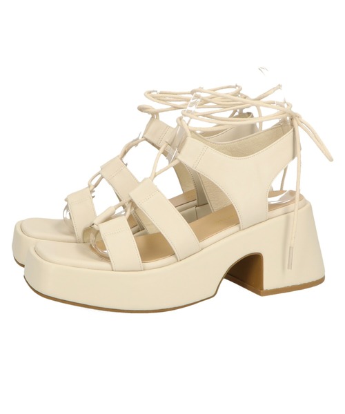 ORiental TRaffic(オリエンタルトラフィック)の「【EC限定】バルキーヒールレースアップサンダル/25207(サンダル・レディース・ホワイト/ブラック・LL/3L/SS/S/M/L)」の7枚目の写真