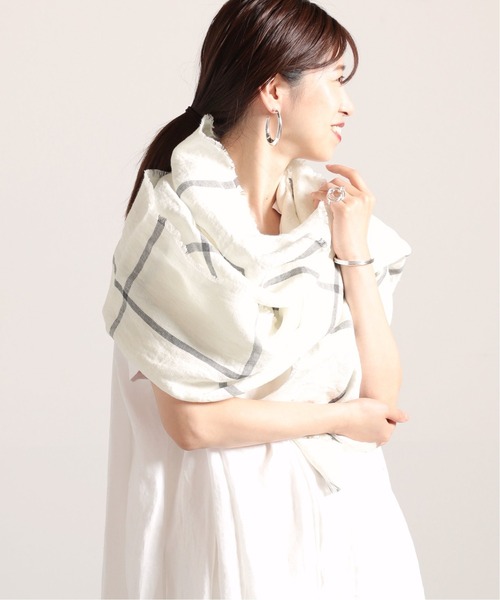 VERMEIL par iena（ヴェルメイユパーイエナ）の「【PLAIDIE/プレディ】 リネン Stole ホワイト（ストール/ショール・レディース・ホワイト・FREE）」の13枚目の写真