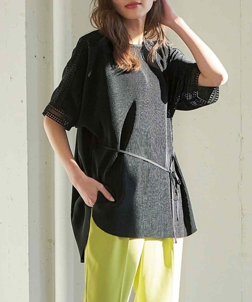 RANAN（ラナン）の「プリーツＴシャツ（Tシャツ/カットソー・レディース・ブラック/ネイビー/オレンジ・L/LL/M）」の2枚目の写真