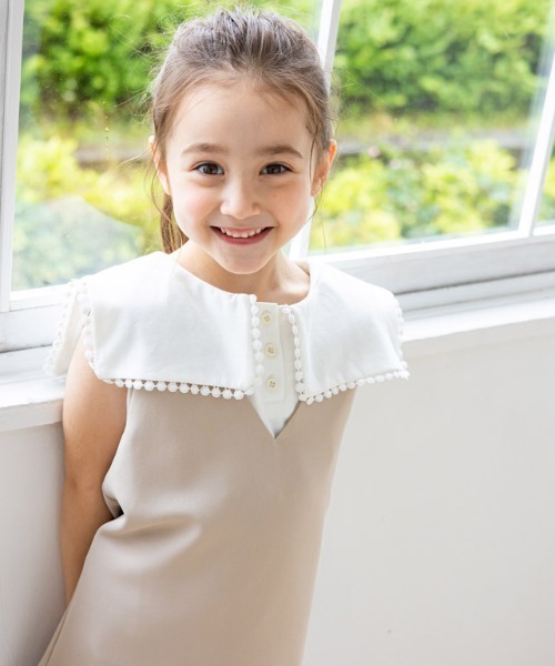 kidsレースフレームカラーカットソー