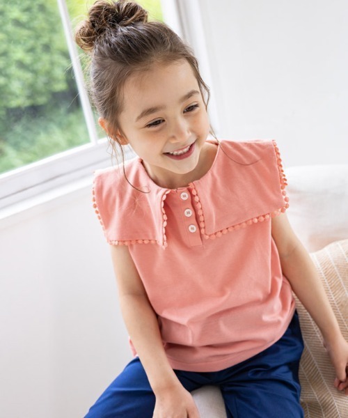 kidsレースフレームカラーカットソー