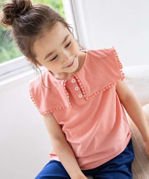 kidsレースフレームカラーカットソー