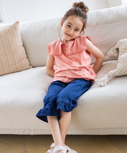 kidsレースフレームカラーカットソー