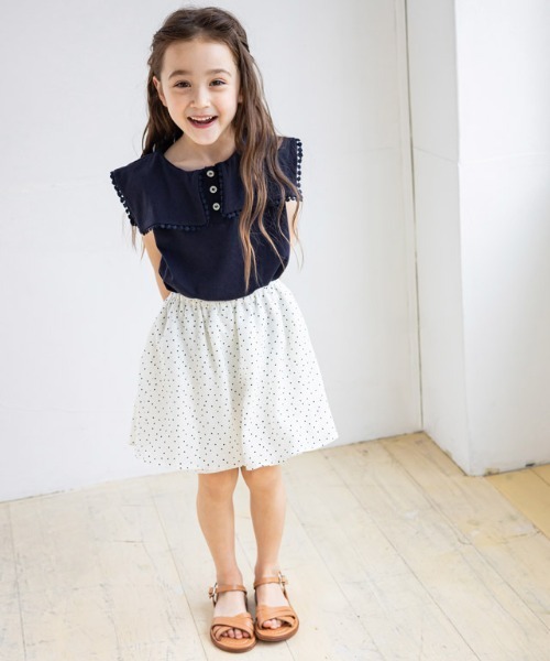 kidsレースフレームカラーカットソー