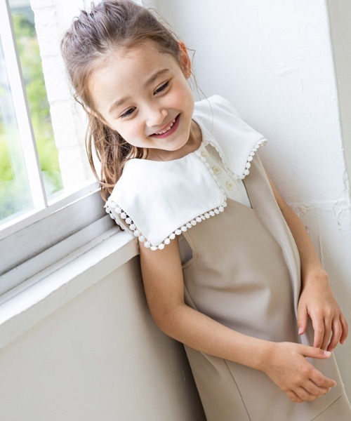 lulpini（ルルピー二）の「kids レースフレームカラーカットソー（Tシャツ/カットソー・キッズ・オフホワイト/サーモンピンク/ネイビー・L/S/M）」の15枚目の写真