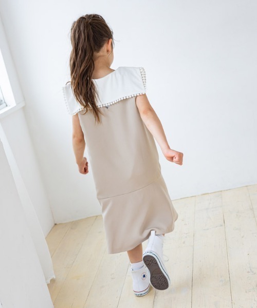 lulpini（ルルピー二）の「kids レースフレームカラーカットソー（Tシャツ/カットソー・キッズ・オフホワイト/サーモンピンク/ネイビー・L/S/M）」の16枚目の写真