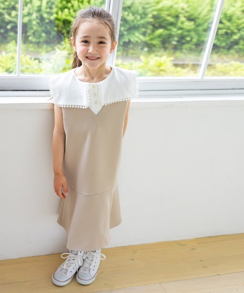 lulpini（ルルピー二）の「kids レースフレームカラーカットソー（Tシャツ/カットソー・キッズ・オフホワイト/サーモンピンク/ネイビー・L/S/M）」の17枚目の写真