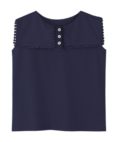 lulpini（ルルピー二）の「kids レースフレームカラーカットソー（Tシャツ/カットソー・キッズ・オフホワイト/サーモンピンク/ネイビー・L/S/M）」の6枚目の写真