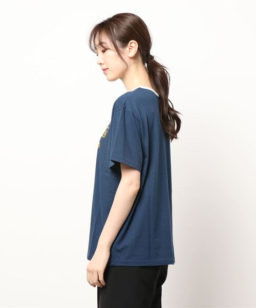 RODEO CROWNS WIDE BOWL（ロデオクラウンズワイドボウル）の「82MarathonリンガーTシャツ（Tシャツ/カットソー・レディース・ネイビー/オフホワイト/グレー×ホワイト・FREE）」の4枚目の写真