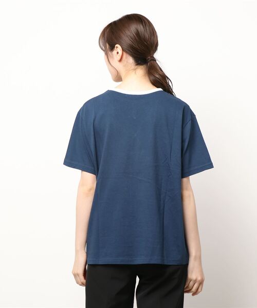 RODEO CROWNS WIDE BOWL（ロデオクラウンズワイドボウル）の「82MarathonリンガーTシャツ（Tシャツ/カットソー・レディース・ネイビー/オフホワイト/グレー×ホワイト・FREE）」の5枚目の写真