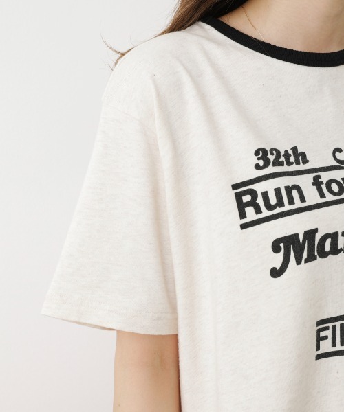 RODEO CROWNS WIDE BOWL（ロデオクラウンズワイドボウル）の「82MarathonリンガーTシャツ（Tシャツ/カットソー・レディース・ネイビー/オフホワイト/グレー×ホワイト・FREE）」の15枚目の写真