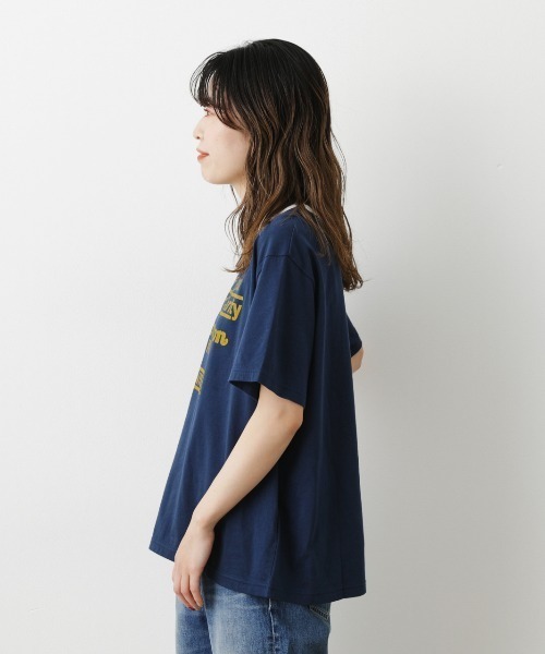 RODEO CROWNS WIDE BOWL（ロデオクラウンズワイドボウル）の「82MarathonリンガーTシャツ（Tシャツ/カットソー・レディース・ネイビー/オフホワイト/グレー×ホワイト・FREE）」の9枚目の写真