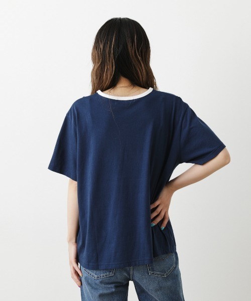 RODEO CROWNS WIDE BOWL（ロデオクラウンズワイドボウル）の「82MarathonリンガーTシャツ（Tシャツ/カットソー・レディース・ネイビー/オフホワイト/グレー×ホワイト・FREE）」の11枚目の写真