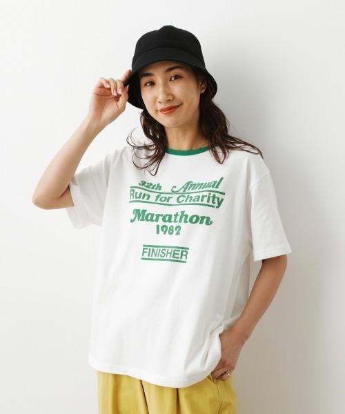 RODEO CROWNS WIDE BOWL（ロデオクラウンズワイドボウル）の「82MarathonリンガーTシャツ（Tシャツ/カットソー・レディース・ネイビー/オフホワイト/グレー×ホワイト・FREE）」の22枚目の写真