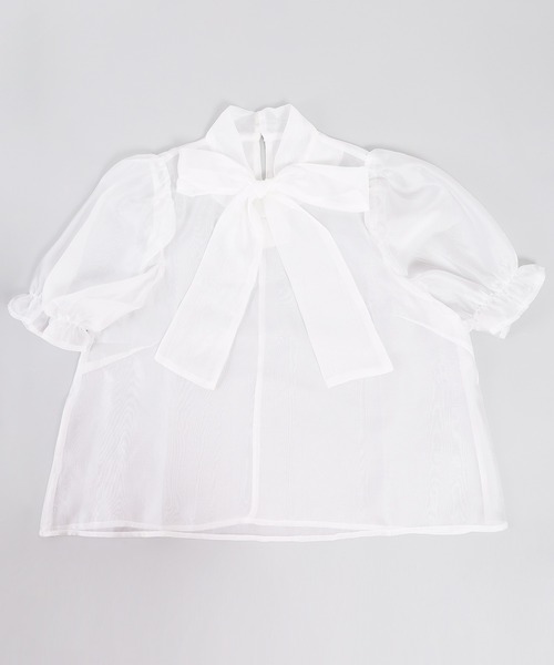 WC(ダブル シー)の「シアーリボンブラウス(シャツ/ブラウス・レディース・ホワイト/ブラック/サックスブルー・FREE)」の12枚目の写真