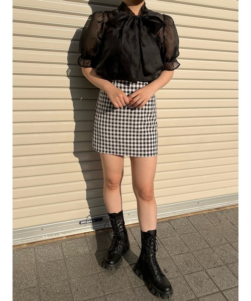 WC(ダブル シー)の「シアーリボンブラウス(シャツ/ブラウス・レディース・ホワイト/ブラック/サックスブルー・FREE)」の10枚目の写真