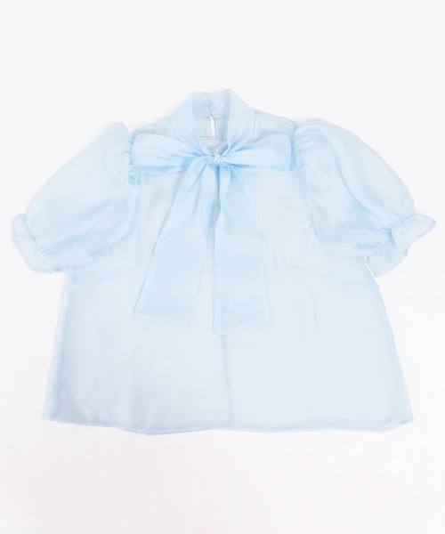 WC(ダブル シー)の「シアーリボンブラウス(シャツ/ブラウス・レディース・ホワイト/ブラック/サックスブルー・FREE)」の14枚目の写真