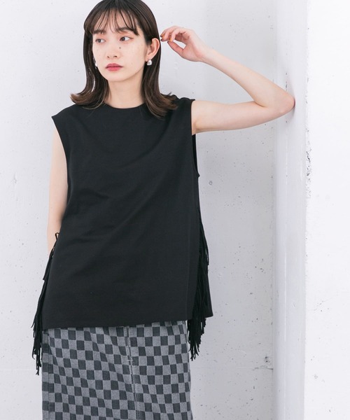 KBF（ケイビーエフ）の「フリンジトップス（Tシャツ/カットソー・レディース・ブラック/アイボリー・ONE）」の22枚目の写真
