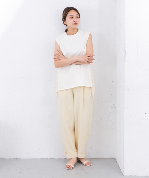 KBF（ケイビーエフ）の「フリンジトップス（Tシャツ/カットソー・レディース・ブラック/アイボリー・ONE）」の13枚目の写真