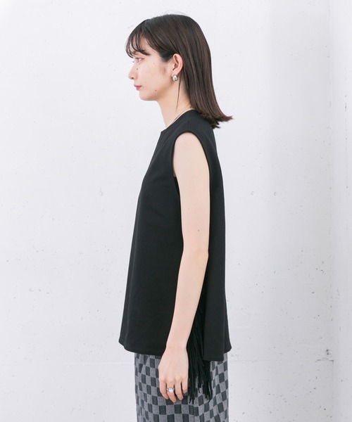 KBF（ケイビーエフ）の「フリンジトップス（Tシャツ/カットソー・レディース・ブラック/アイボリー・ONE）」の11枚目の写真