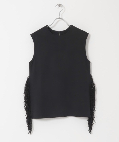 KBF（ケイビーエフ）の「フリンジトップス（Tシャツ/カットソー・レディース・ブラック/アイボリー・ONE）」の5枚目の写真