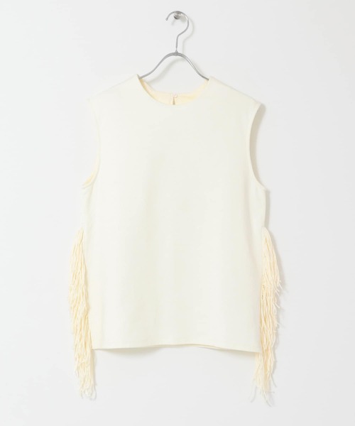 KBF（ケイビーエフ）の「フリンジトップス（Tシャツ/カットソー・レディース・ブラック/アイボリー・ONE）」の4枚目の写真