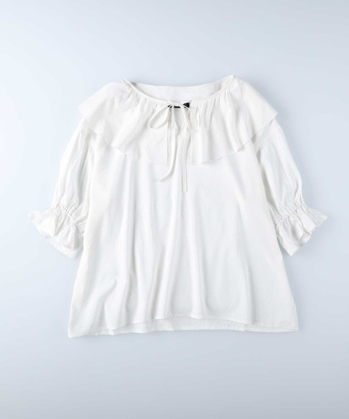 HONEYSUCKLE ROSE(ハニーサックルローズ)の「【HONEYSUCKLE ROSE】フリル衿ブラウス(シャツ/ブラウス・レディース・ブラック/ホワイト・M/L)」の8枚目の写真