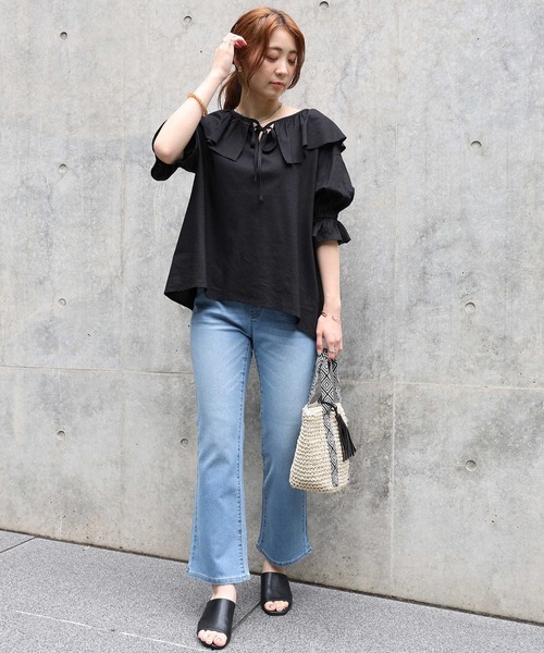 HONEYSUCKLE ROSE(ハニーサックルローズ)の「【HONEYSUCKLE ROSE】フリル衿ブラウス(シャツ/ブラウス・レディース・ブラック/ホワイト・M/L)」の15枚目の写真