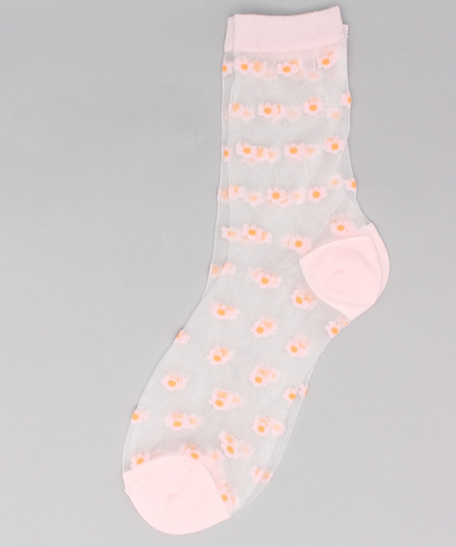 WEGO（ウィゴー）の「WEGO/フラワーシースルーソックス（ソックス/靴下・レディース・ホワイト/グリーン/パープル/ピンク・FREE）」の4枚目の写真