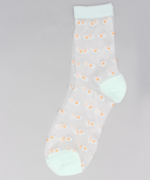 WEGO（ウィゴー）の「WEGO/フラワーシースルーソックス（ソックス/靴下・レディース・ホワイト/グリーン/パープル/ピンク・FREE）」の2枚目の写真