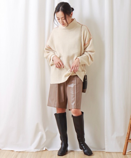 libelle more(リベル モア)の「配色ハンドステッチニット(ニット/セーター・レディース・ブラック/イエロー/グリーン/アイボリー/モカ・M/L)」の6枚目の写真