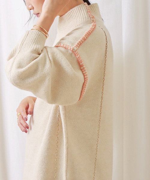 libelle more(リベル モア)の「配色ハンドステッチニット(ニット/セーター・レディース・ブラック/イエロー/グリーン/アイボリー/モカ・M/L)」の8枚目の写真