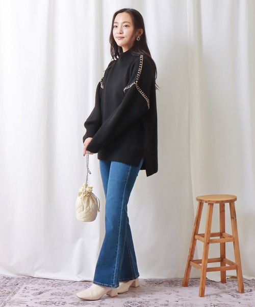 libelle more(リベル モア)の「配色ハンドステッチニット(ニット/セーター・レディース・ブラック/イエロー/グリーン/アイボリー/モカ・M/L)」の22枚目の写真