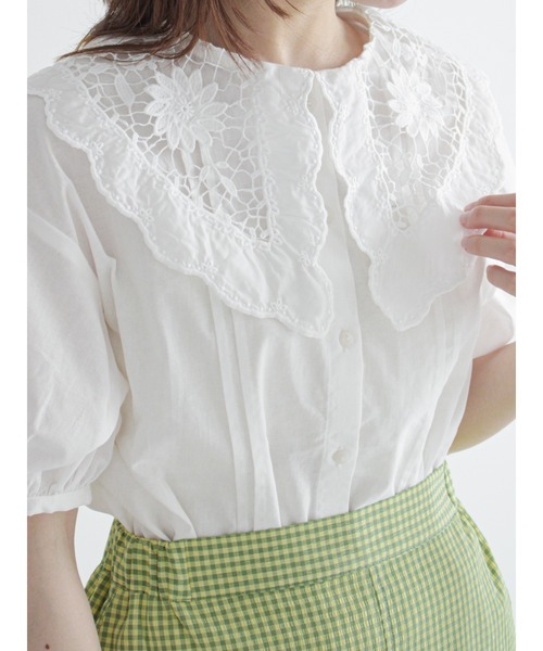 ehka sopo(エヘカソポ)の「レースビッグ襟ブラウス(シャツ/ブラウス・レディース・ブラック/グレー/オフホワイト/キナリ・フリ-)」の11枚目の写真