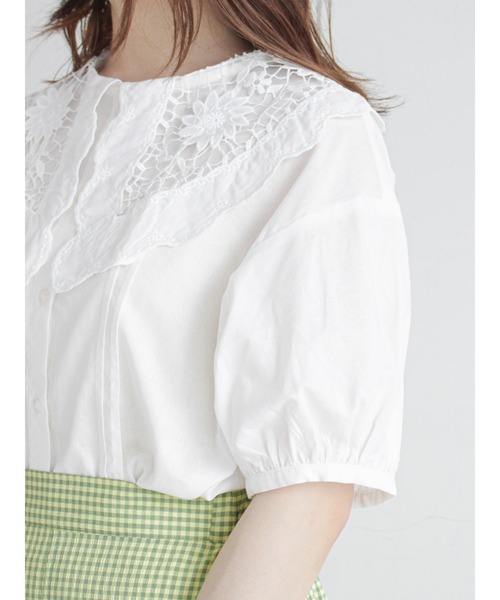 ehka sopo(エヘカソポ)の「レースビッグ襟ブラウス(シャツ/ブラウス・レディース・ブラック/グレー/オフホワイト/キナリ・フリ-)」の12枚目の写真