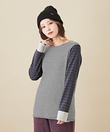 CUBE SUGAR（キューブシュガー）の「WEB限定無地ボーダー長袖クルーネックプルオーバー（Tシャツ/カットソー）」