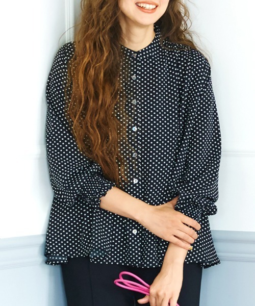 ドットスタンドカラーブラウス（シャツ/ブラウス）｜coca（coca