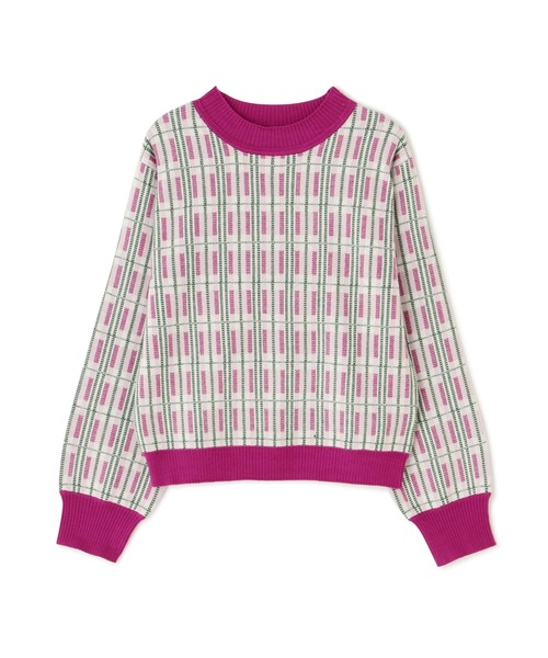 N.(N. Natural Beauty Basic)(エヌエヌナチュラルビューティーベーシック)の「【松井愛莉さん着用】◆チェックジャガードニット(ニット/セーター・レディース・ブルー/ネイビー/パープル・MEDIUM)」の20枚目の写真