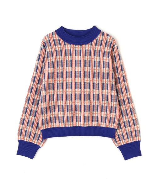 N.(N. Natural Beauty Basic)(エヌエヌナチュラルビューティーベーシック)の「【松井愛莉さん着用】◆チェックジャガードニット(ニット/セーター・レディース・ブルー/ネイビー/パープル・MEDIUM)」の22枚目の写真
