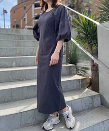 ボリュームスリーブカットソーワンピース