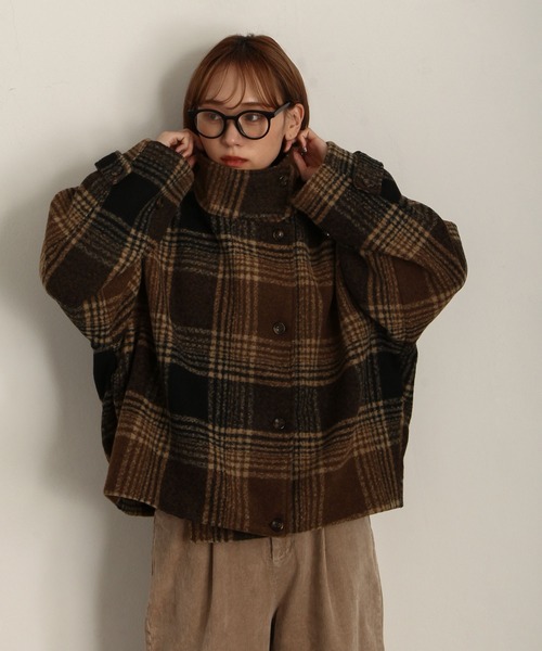 Chillfar（チルファー）の「チェック柄ショート丈スタンドカラー