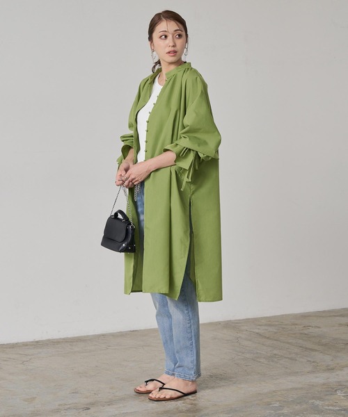 KOBE LETTUCE（コウベレタス）の「キャンディスリーブチュニック[C6371]（チュニック・レディース・ホワイト/ブラック/グリーン・FREE）」の5枚目の写真