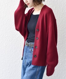 *〈手洗い可能〉コクーン リブ Ｖネック カーディガン ◇