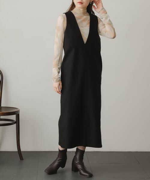 SENSE OF PLACE by URBAN RESEARCH(センスオブプレイスバイアーバンリサーチ)の「2WAYストレッチジャンパースカート(ワンピース・レディース・マスタード/ライトベージュ/ブラック/ブルー・ONE/S)」の2枚目の写真