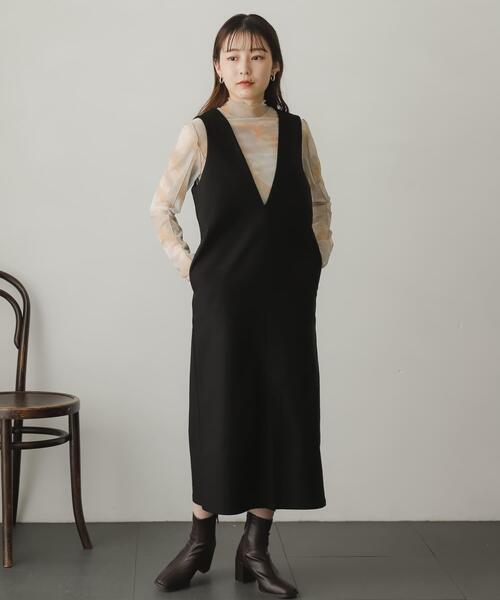 SENSE OF PLACE by URBAN RESEARCH(センスオブプレイスバイアーバンリサーチ)の「2WAYストレッチジャンパースカート(ワンピース・レディース・マスタード/ライトベージュ/ブラック/ブルー・ONE/S)」の5枚目の写真