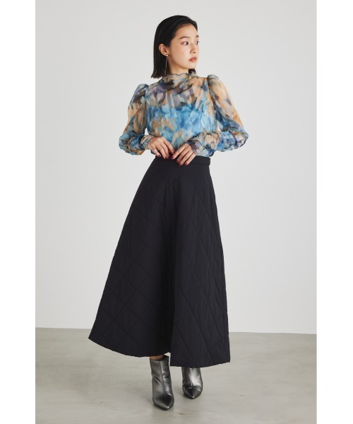 rienda(リエンダ)の「キルティングライトフレアスカート(スカート・レディース・ライム/ピンク/ブラック・MEDIUM/SMALL)」の4枚目の写真