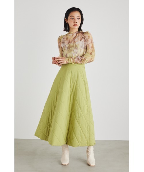 rienda(リエンダ)の「キルティングライトフレアスカート(スカート・レディース・ライム/ピンク/ブラック・MEDIUM/SMALL)」の11枚目の写真